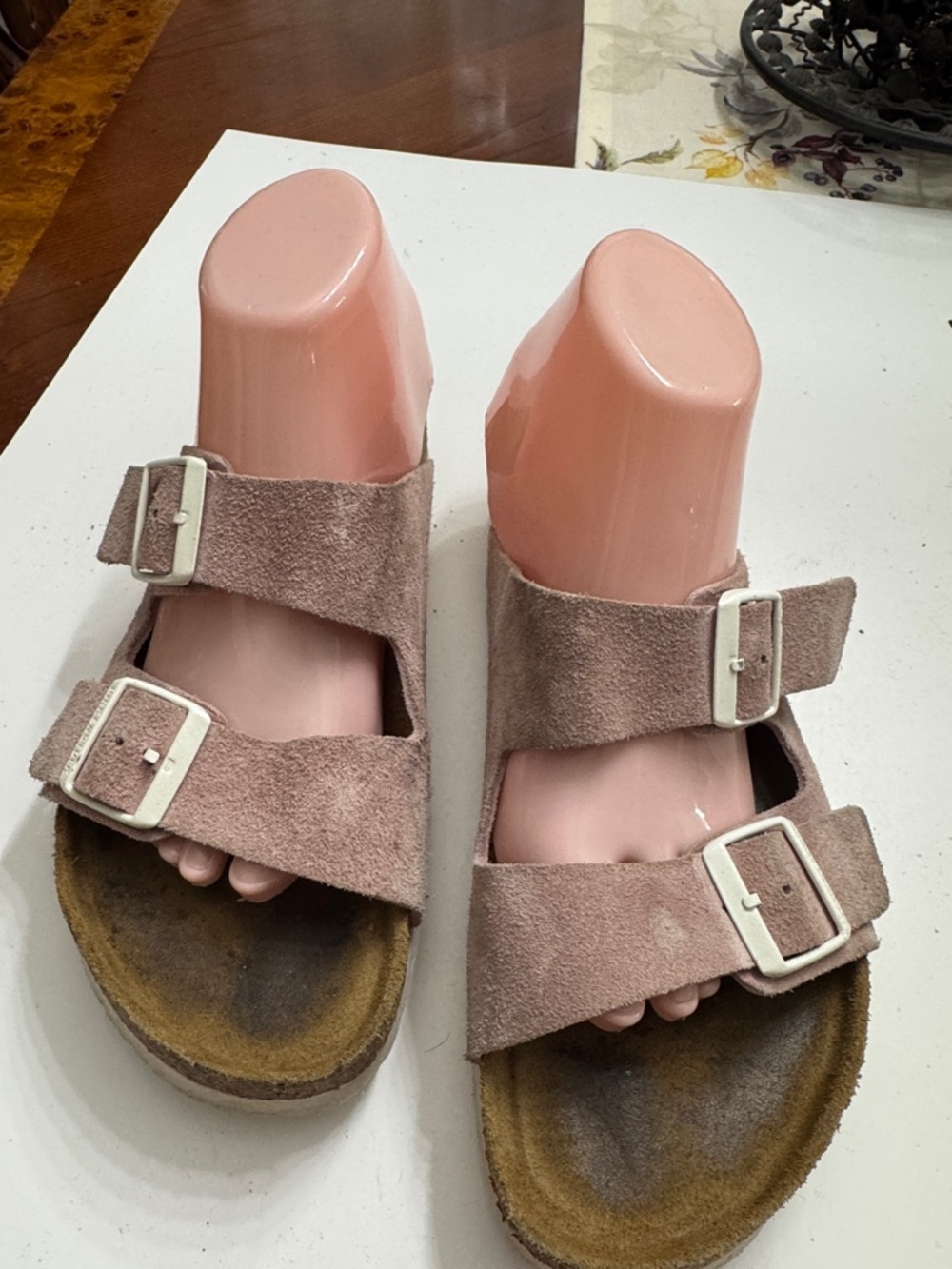 Birkenstock Suede Double-Buckle Slipper  in Dusty Pink size 40